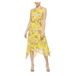 Jessica Howard Yellow Floral Dress Petite Size 10